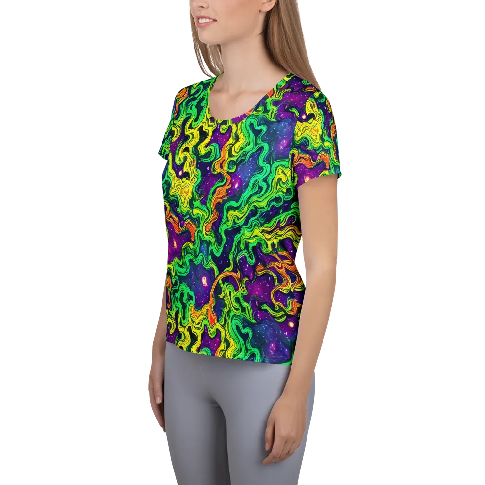 Jungle Comet on Women's Athletic T-Shirt — Left