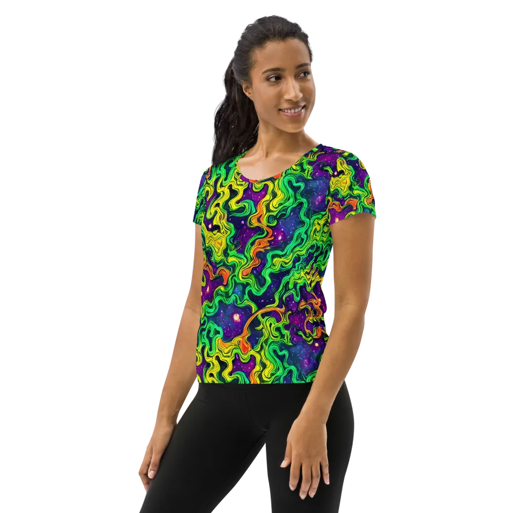 Jungle Comet on Women's Athletic T-Shirt — Left