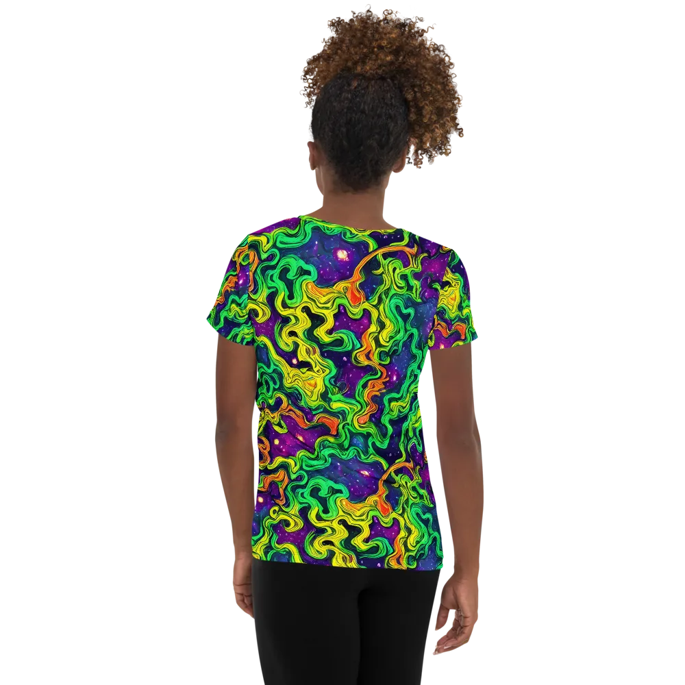 Jungle Comet on Women's Athletic T-Shirt — Back