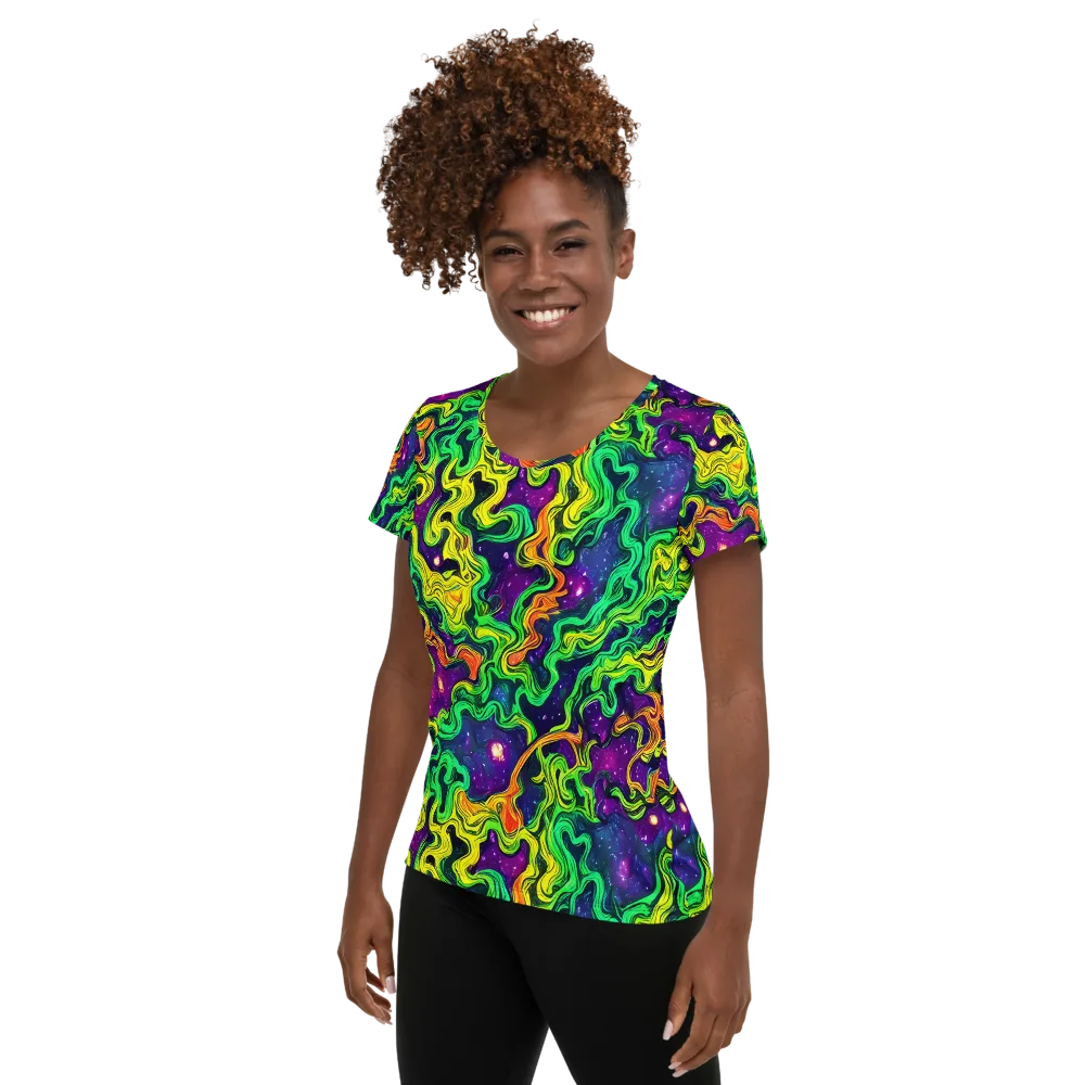 Jungle Comet on Women's Athletic T-Shirt — Left