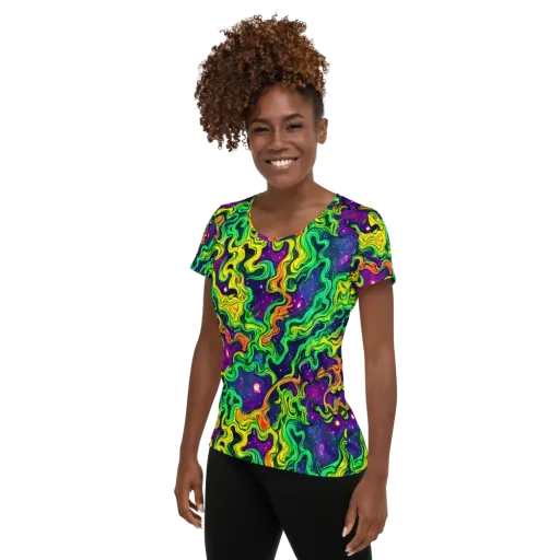 Jungle Comet on a Women's Athletic T-Shirt