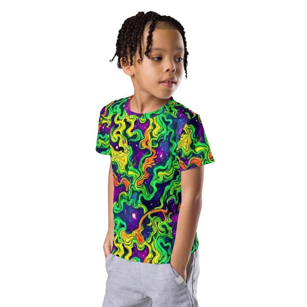 Jungle Comet on Kids Crew Neck T-Shirt — Left Front