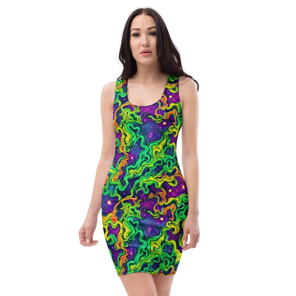 Jungle Comet on Bodycon Dress — Front
