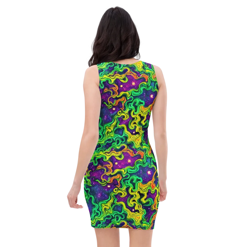 Jungle Comet on Bodycon Dress — Back