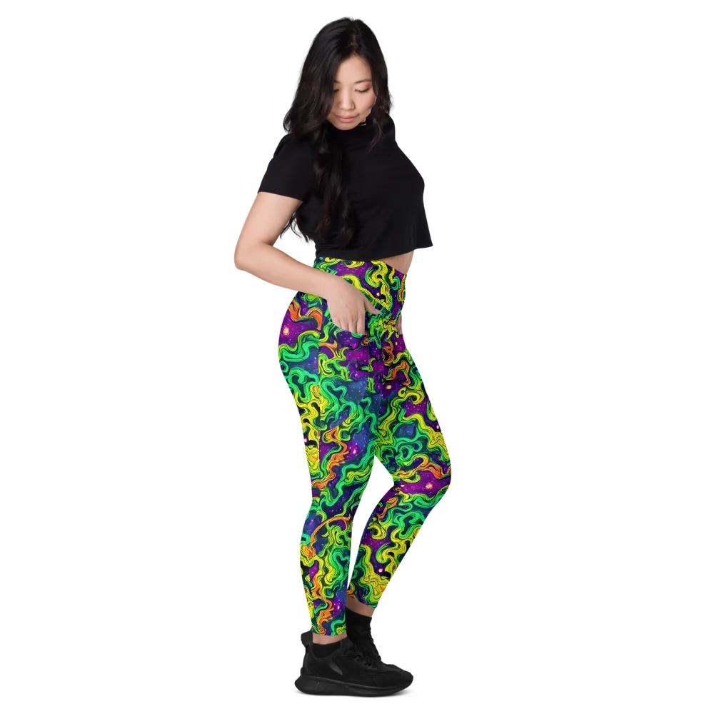 Jungle Comet on Leggings with Pockets — Right