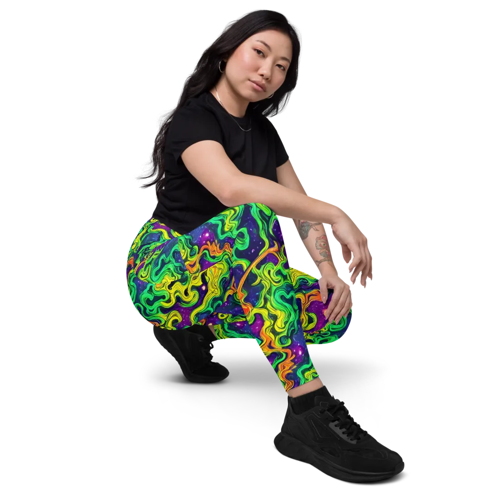 Jungle Comet on Leggings with Pockets — Right Front