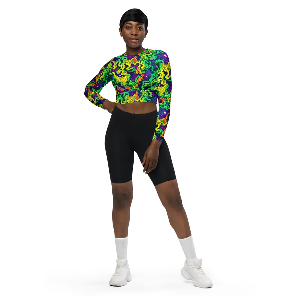 Jungle Comet on Long Sleeve Crop Top — Front