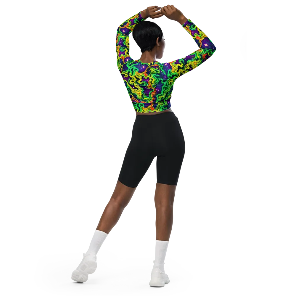 Jungle Comet on Long Sleeve Crop Top — Back
