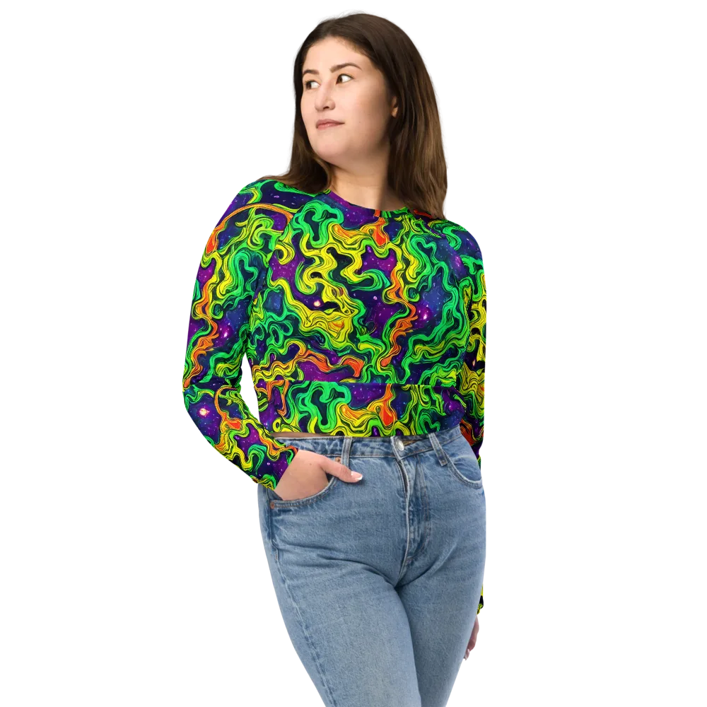 Jungle Comet on Long Sleeve Crop Top — Front