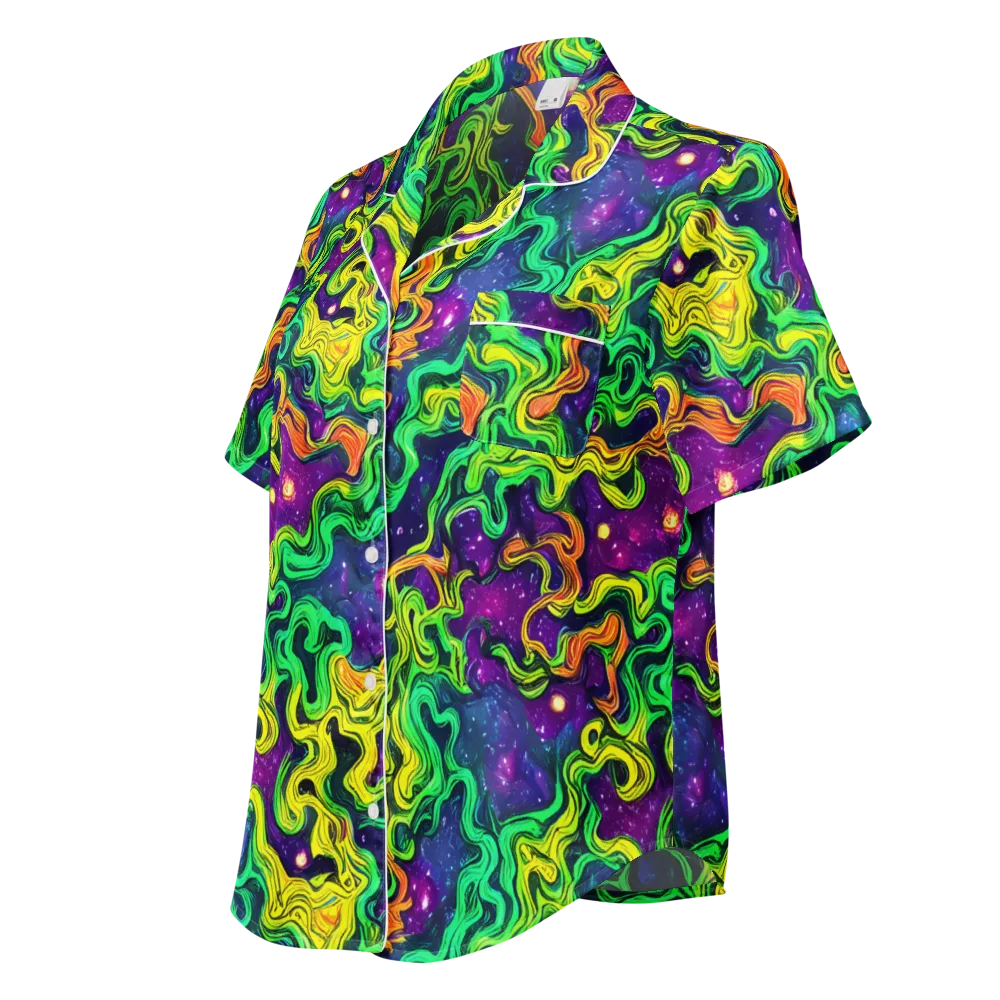 Jungle Comet on Women's Short Sleeve Pajama Top — Left Front