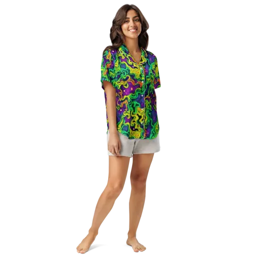 Jungle Comet on a Women's Short Sleeve Pajama Top