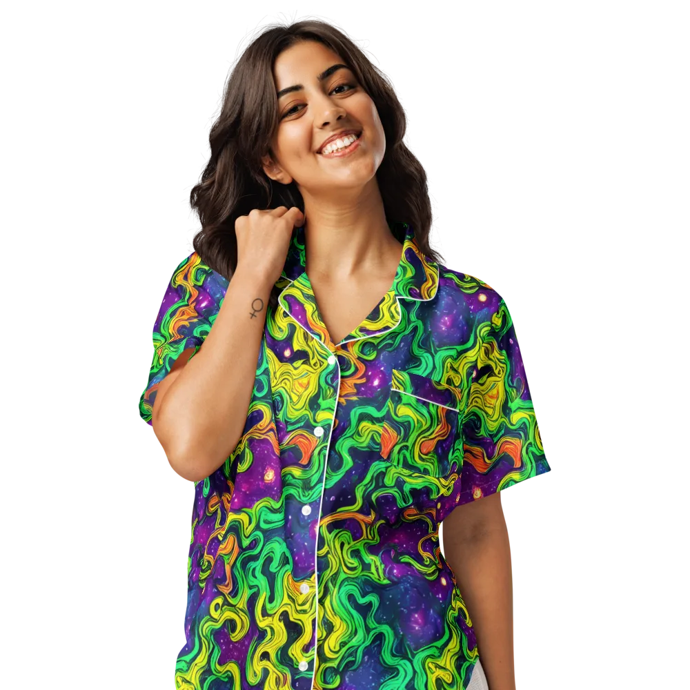 Jungle Comet on Women's Short Sleeve Pajama Top — Front
