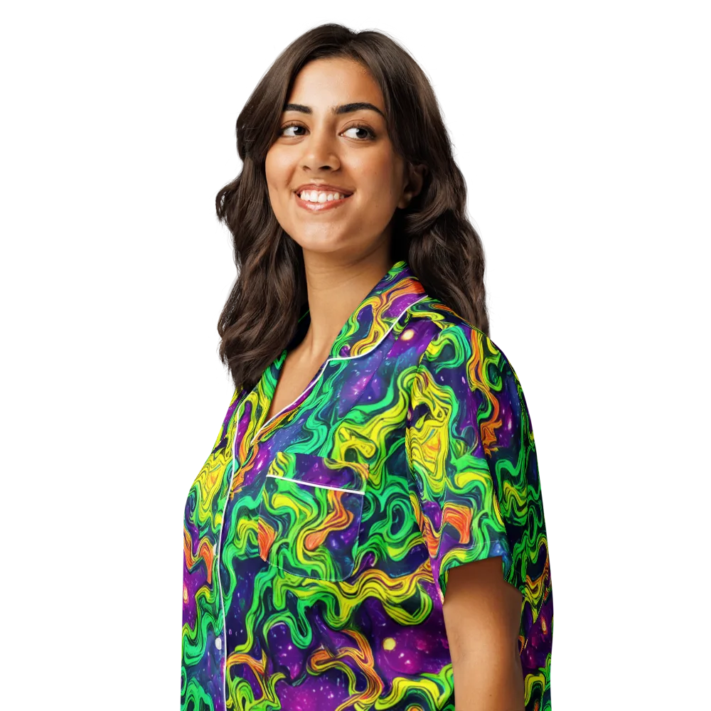 Jungle Comet on Women's Short Sleeve Pajama Top — Left Front