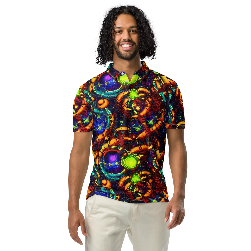 Radiant Machinery on Men's Slim Fit Polo Shirt — Front
