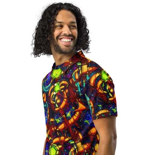 Radiant Machinery on a Men's Slim Fit Polo Shirt