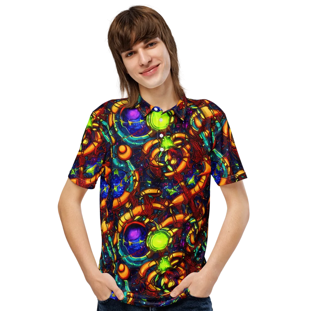Radiant Machinery on Men's Slim Fit Polo Shirt — Front