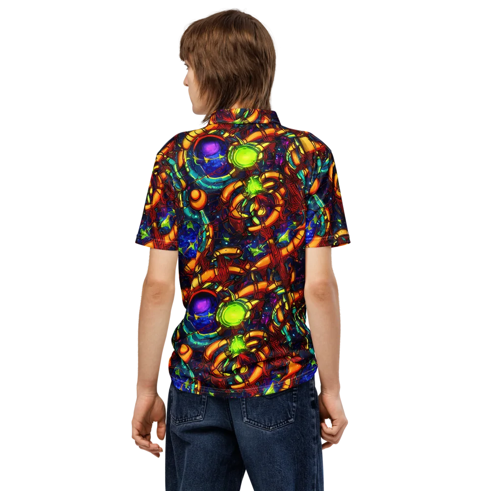 Radiant Machinery on Men's Slim Fit Polo Shirt — Back
