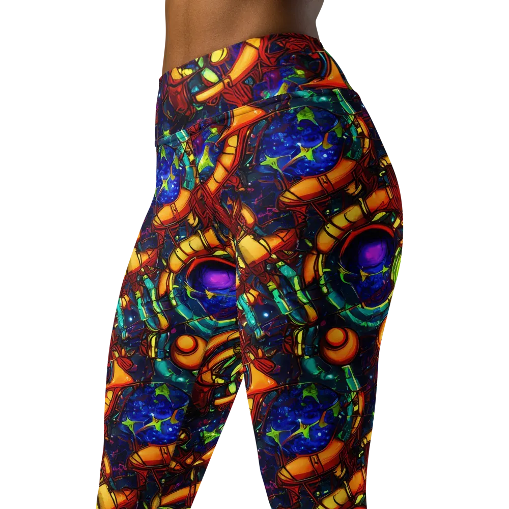 Radiant Machinery on Yoga Leggings — Left Front