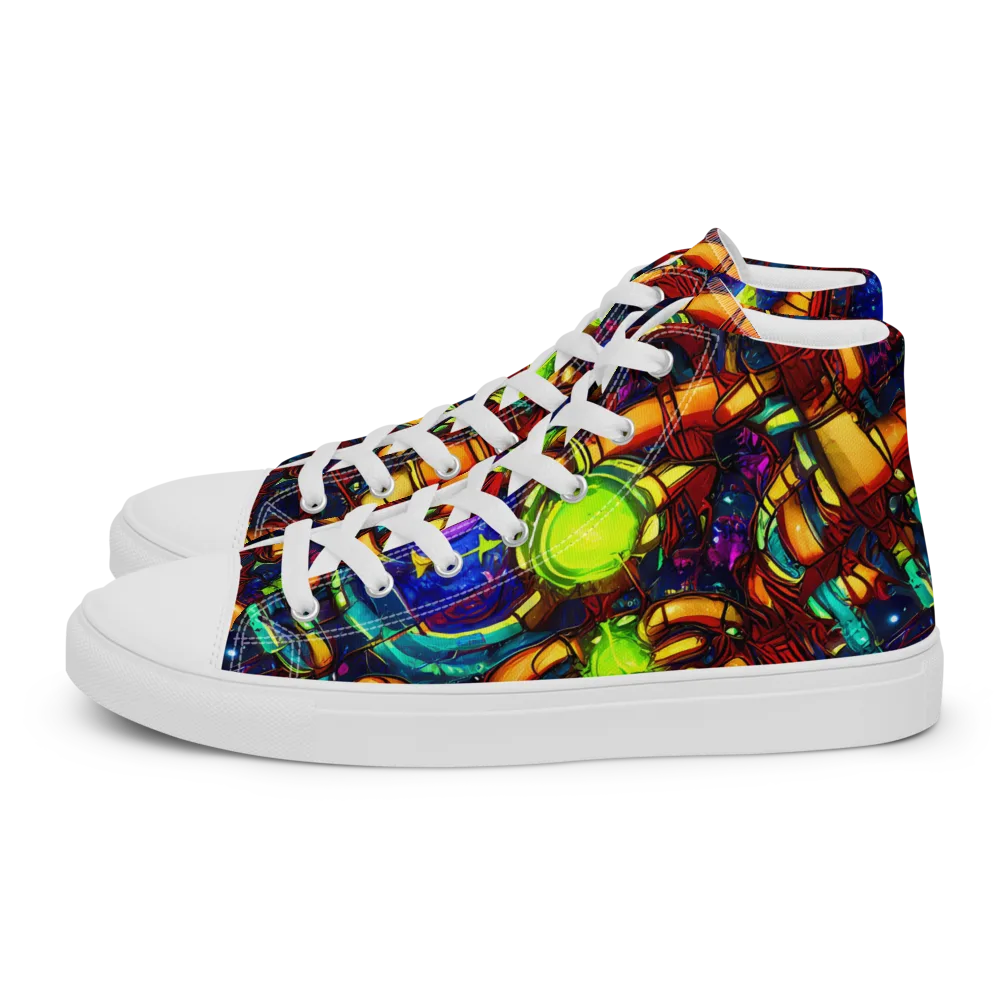 Radiant Machinery on Men's High Top Canvas Shoes — Left