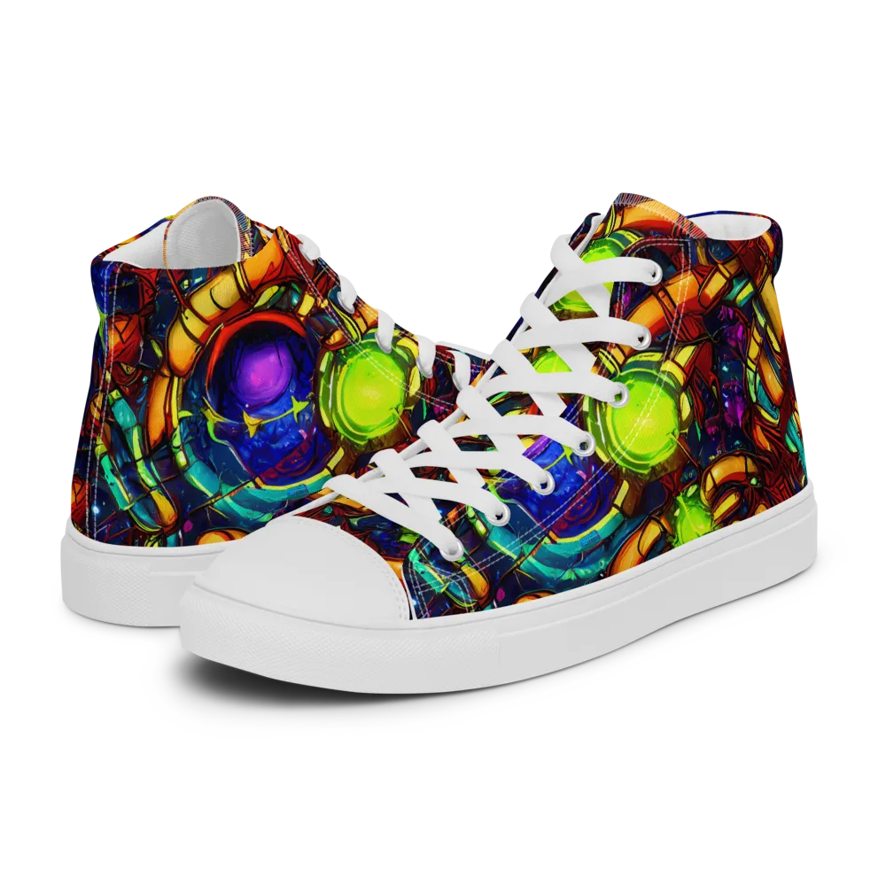 Radiant Machinery on Men's High Top Canvas Shoes — Left