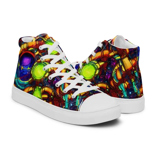 Radiant Machinery on a Men's High Top Canvas Shoes