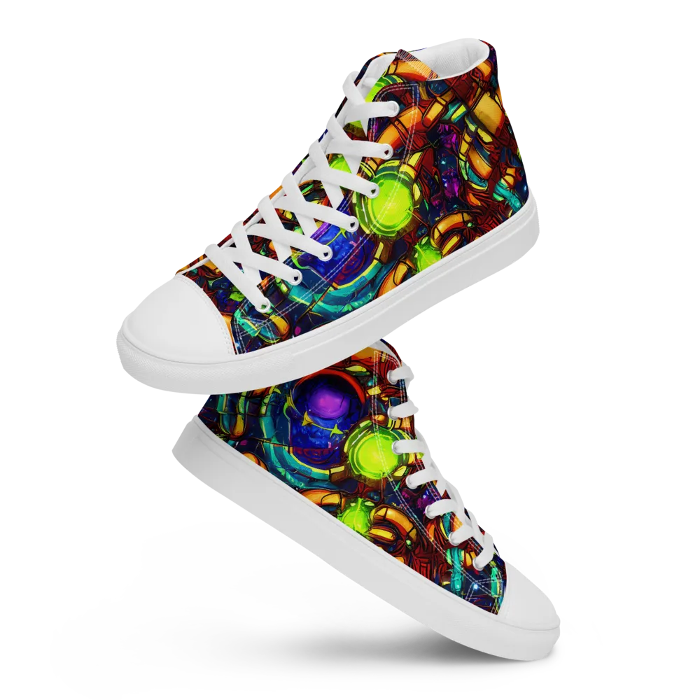 Radiant Machinery on Men's High Top Canvas Shoes — Front