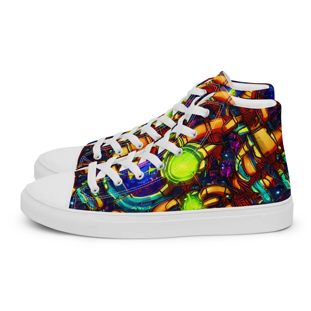 Radiant Machinery on Women's High Top Canvas Shoes — Left