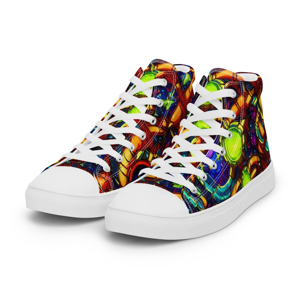 Radiant Machinery on Women's High Top Canvas Shoes — Left Front