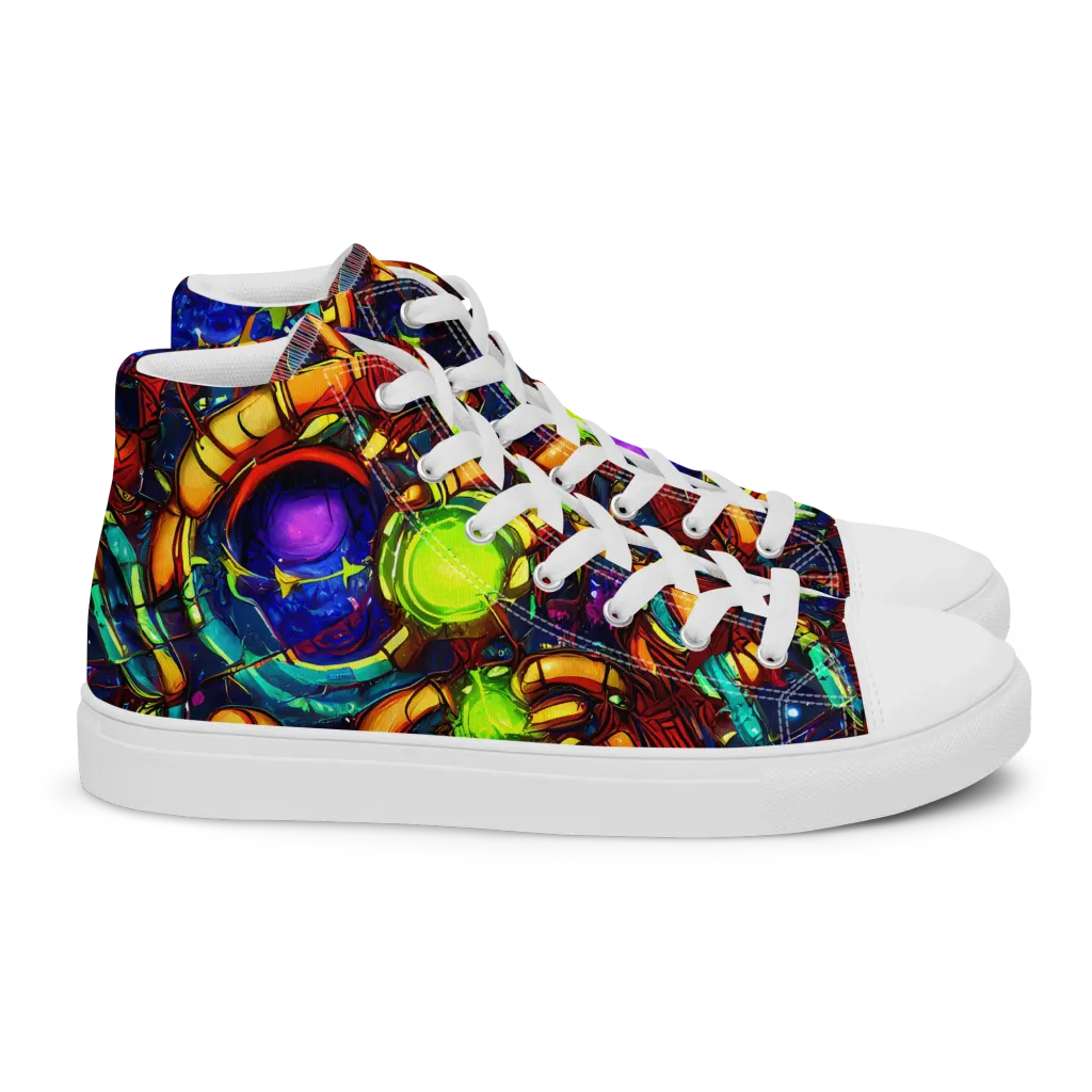 Radiant Machinery on Women's High Top Canvas Shoes — Right