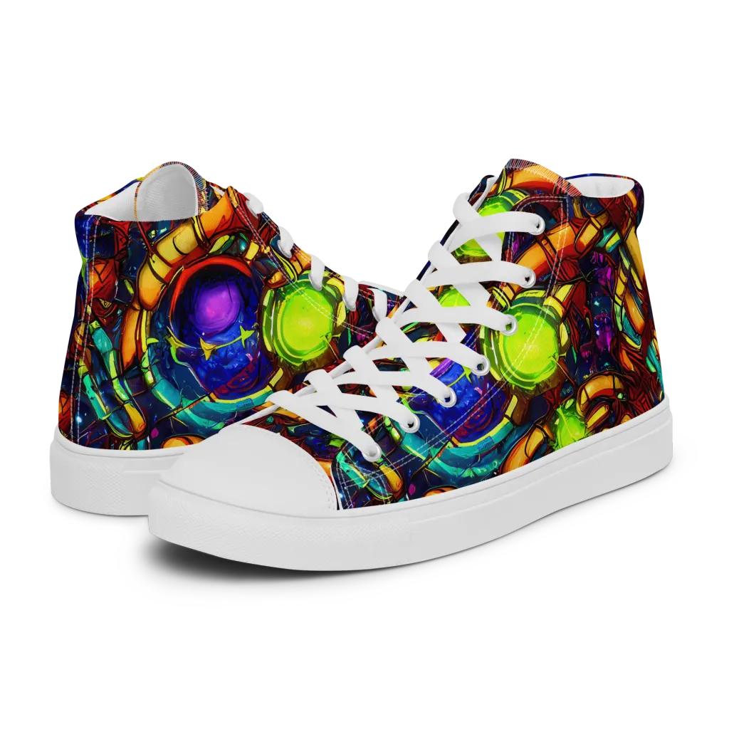 Radiant Machinery on Women's High Top Canvas Shoes — Left