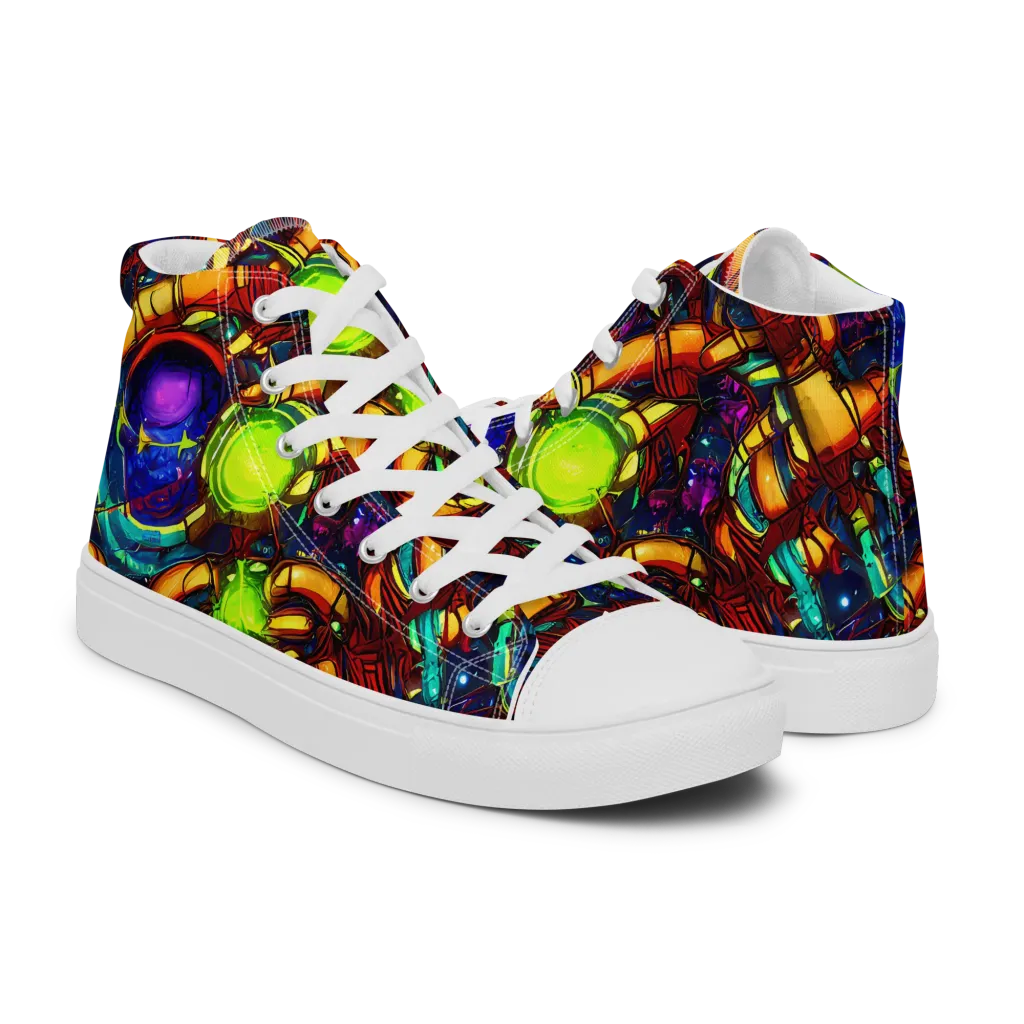 Radiant Machinery on Women's High Top Canvas Shoes — Right