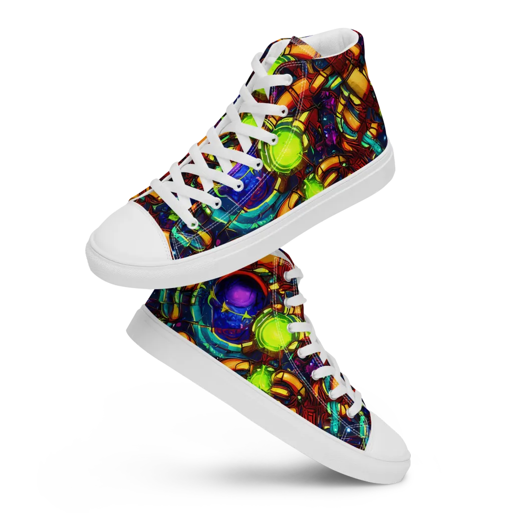 Radiant Machinery on Women's High Top Canvas Shoes — Front