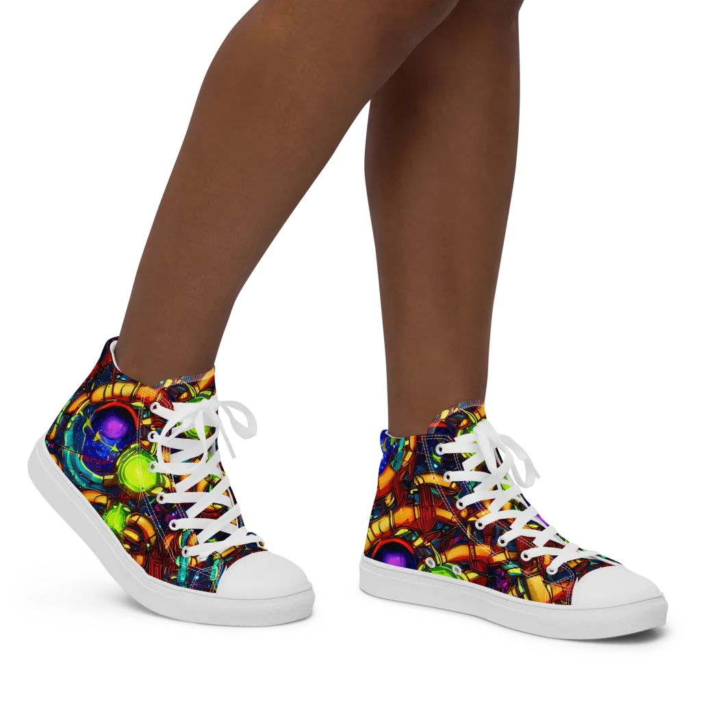 Radiant Machinery on Women's High Top Canvas Shoes — Right