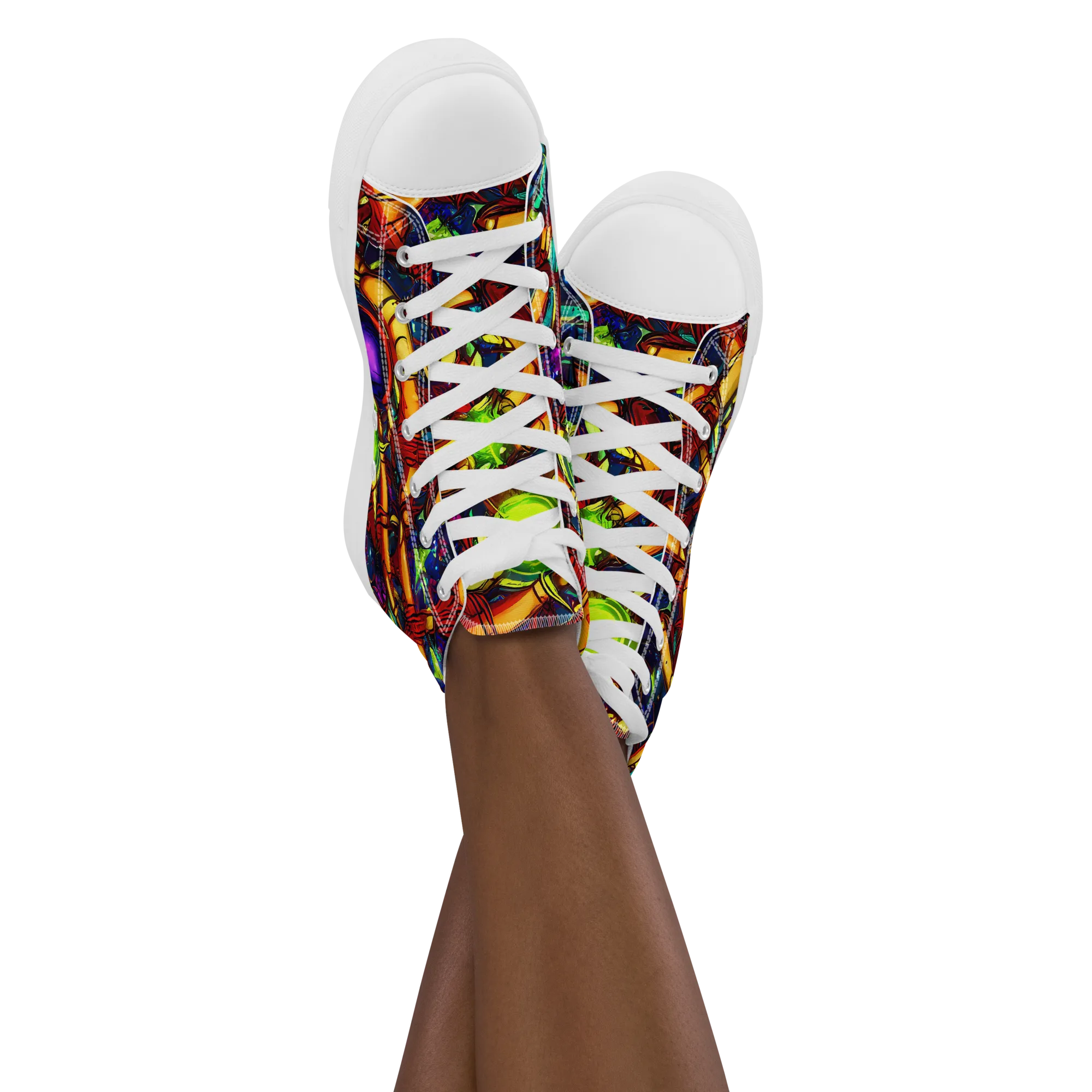 Radiant Machinery on Women's High Top Canvas Shoes — Front