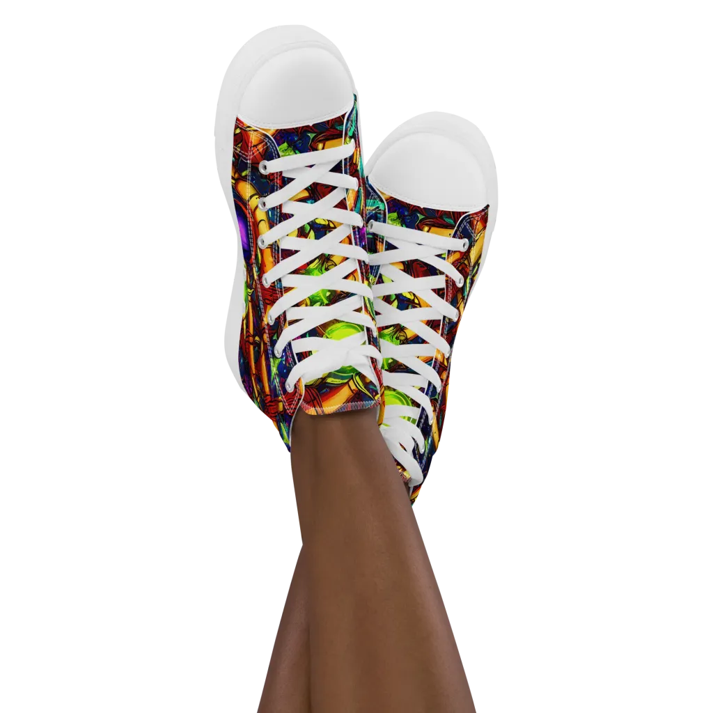 Radiant Machinery on Women's High Top Canvas Shoes — Front