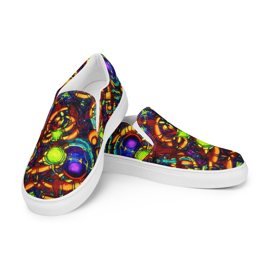 Radiant Machinery on Men's Slip-On Canvas Shoes — Left Front