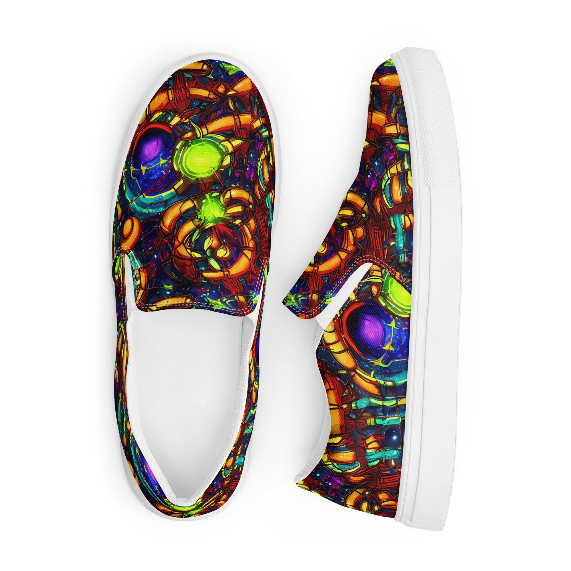 Radiant Machinery on Men's Slip-On Canvas Shoes — Front