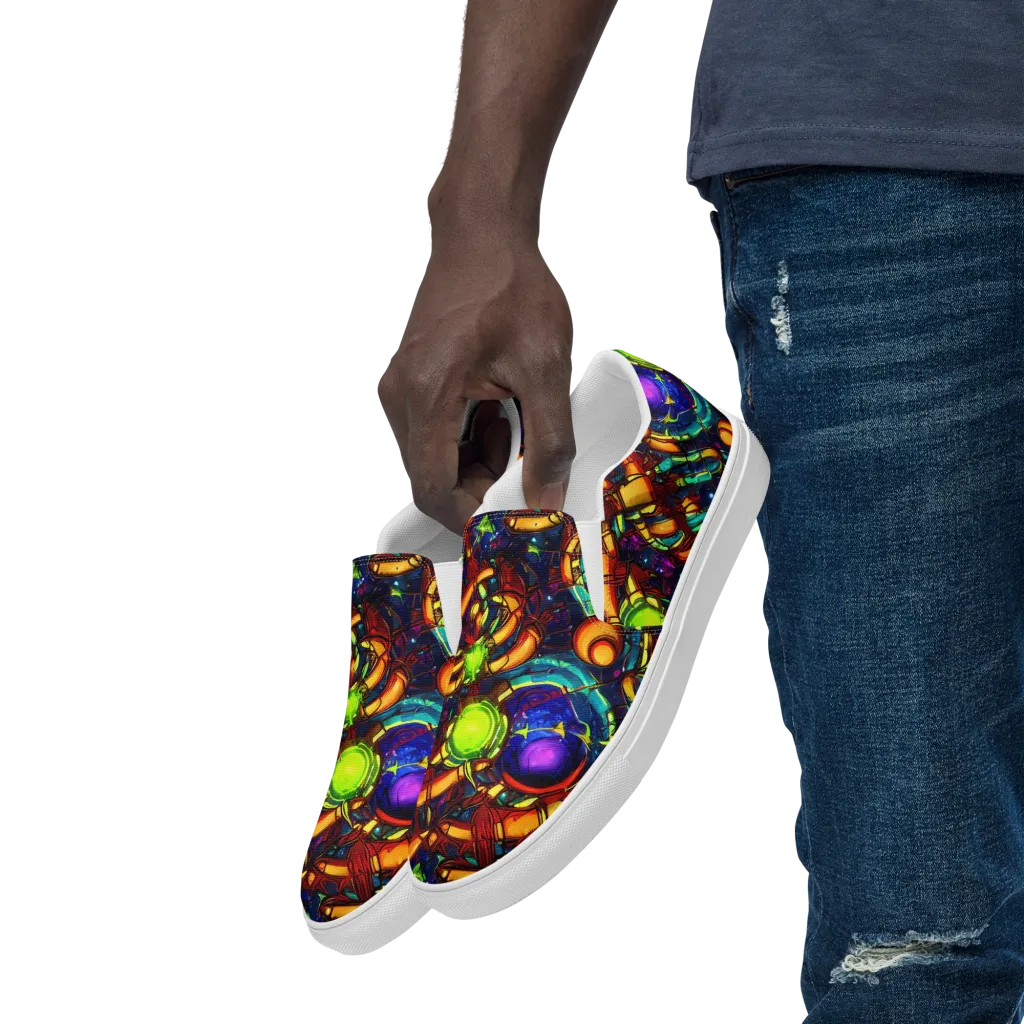 Radiant Machinery on Men's Slip-On Canvas Shoes — Left Front