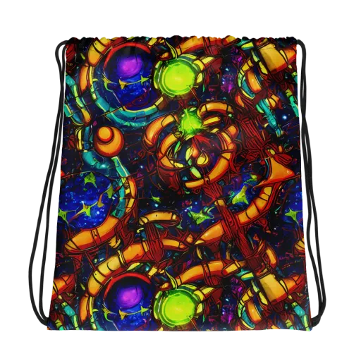 Radiant Machinery on a Drawstring Bag