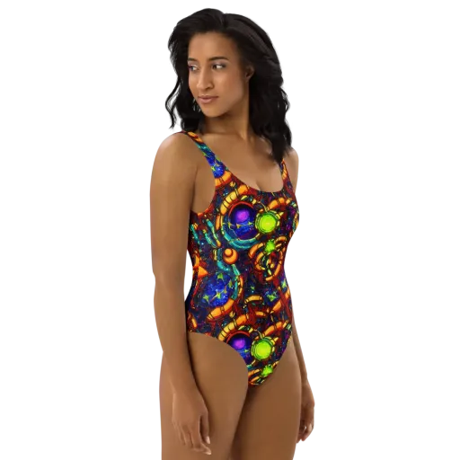 Radiant Machinery on a One-Piece Swimsuit