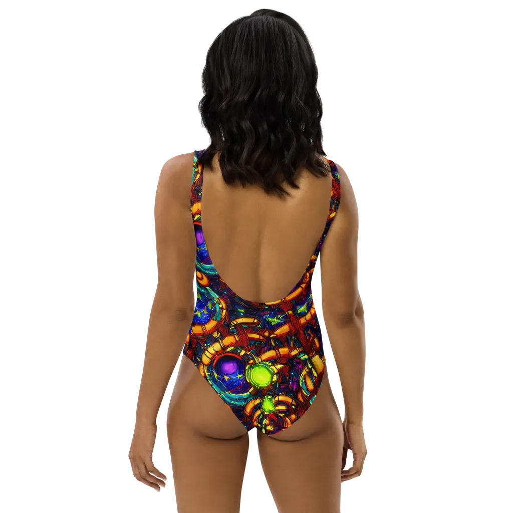 Radiant Machinery on One-Piece Swimsuit — Back