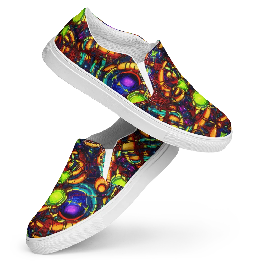 Radiant Machinery on Women's Slip-On Canvas Shoes — Front