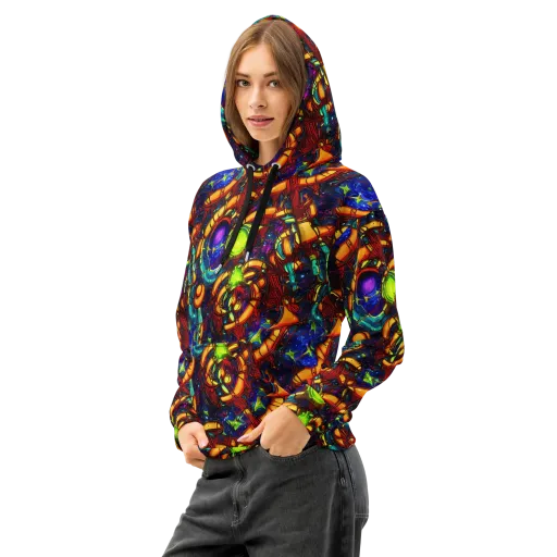 Radiant Machinery on a Cotton Hoodie