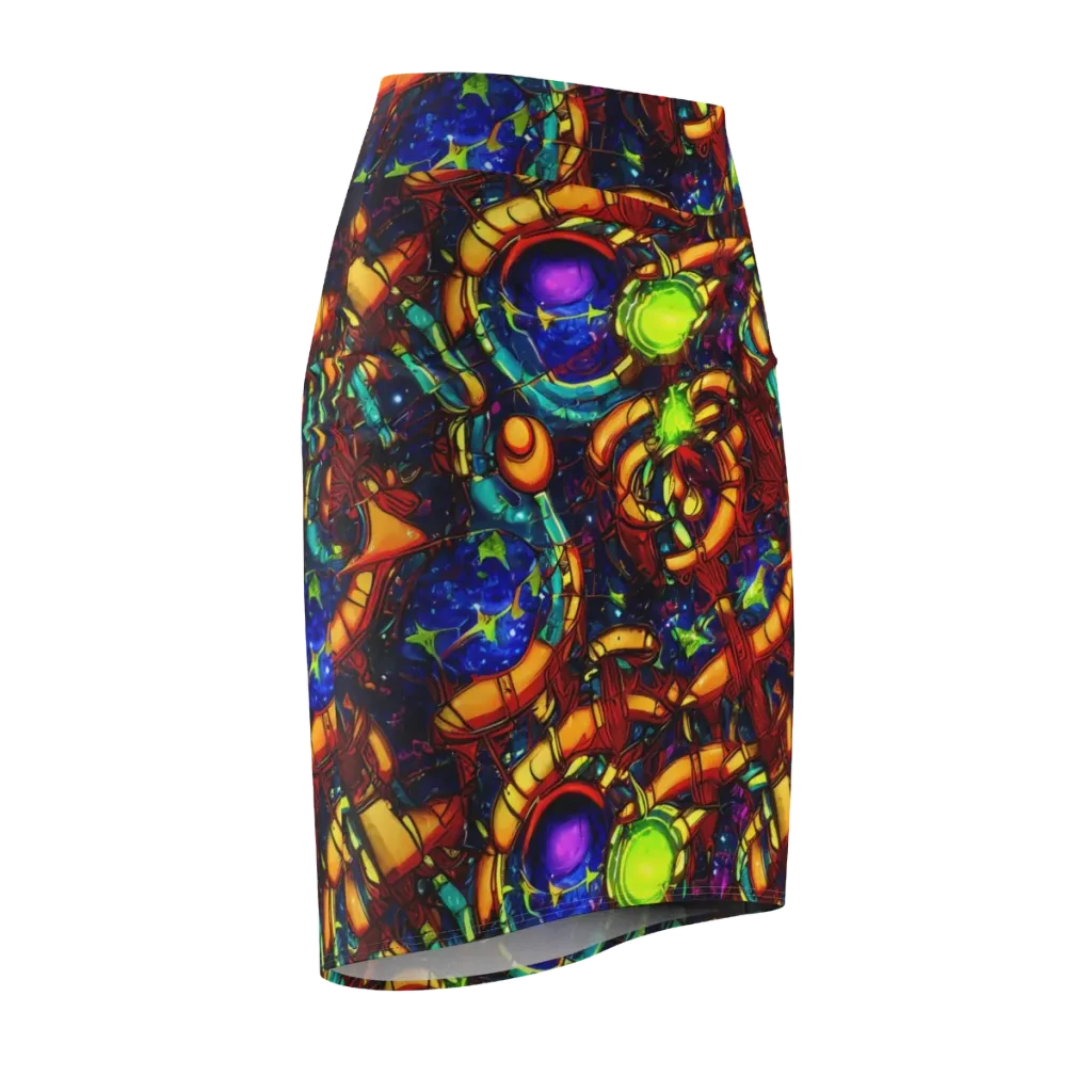 Radiant Machinery on Pencil Skirt — Front Side
