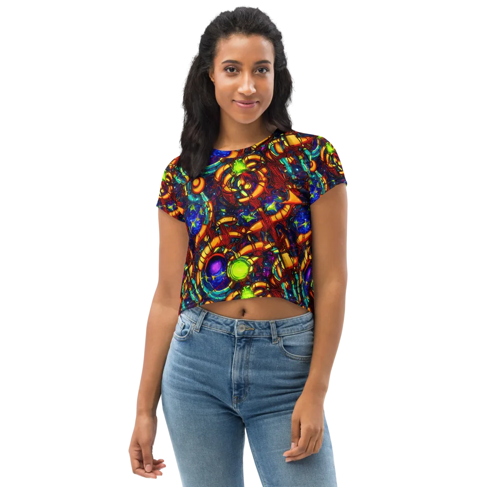 Radiant Machinery on Crop Tee — Front