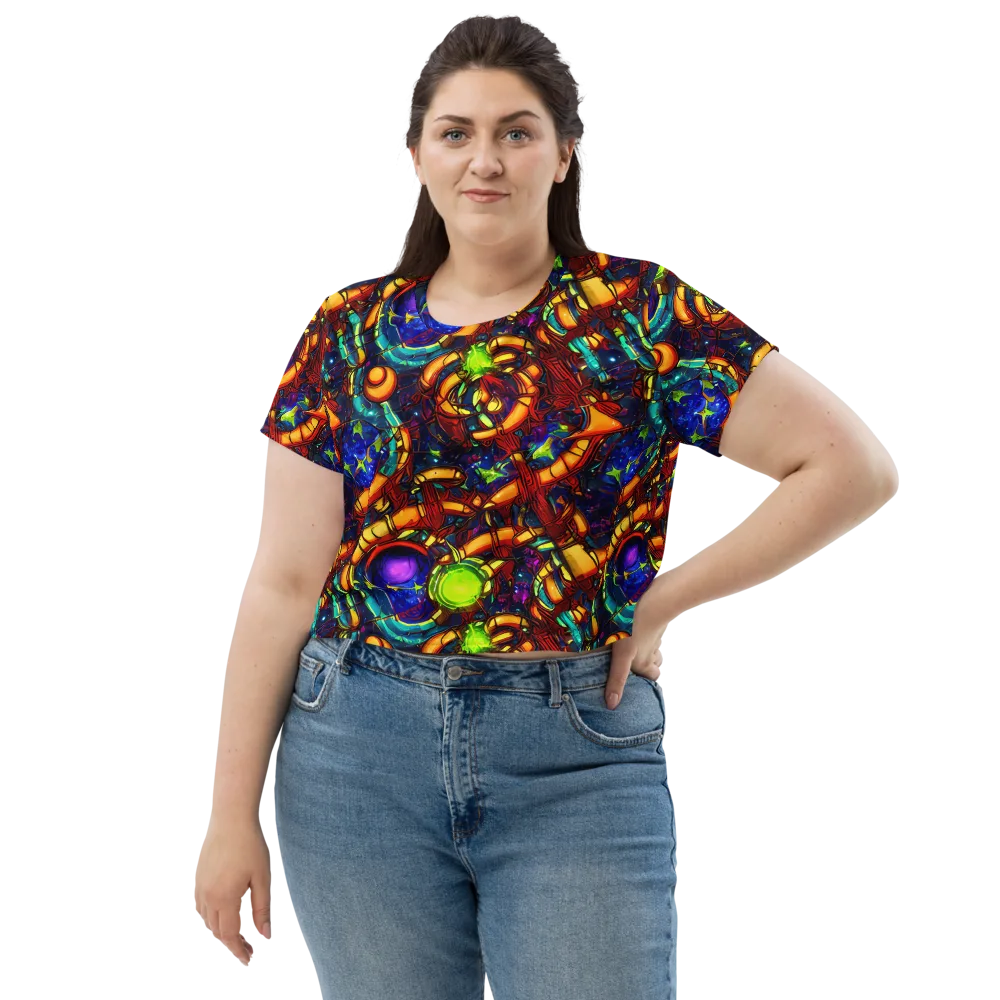 Radiant Machinery on Crop Tee — Front