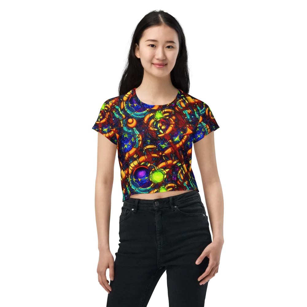Radiant Machinery on Crop Tee — Front