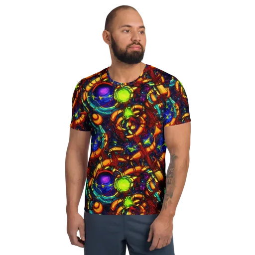 Radiant Machinery on a Men's Athletic T-Shirt