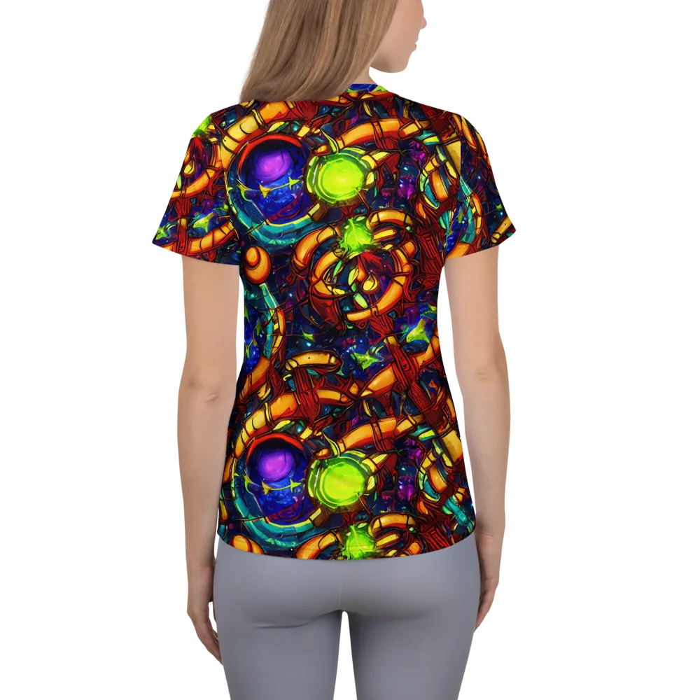 Radiant Machinery on Women's Athletic T-Shirt — Back