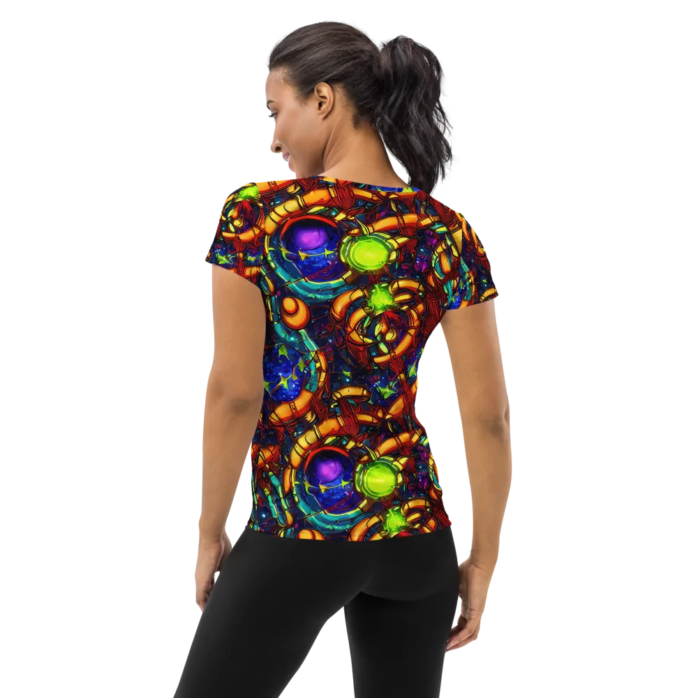 Radiant Machinery on Women's Athletic T-Shirt — Back